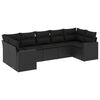 vidaXL 7-tlg. Garten-Sofagarnitur mit Kissen Schwarz Poly Rattan