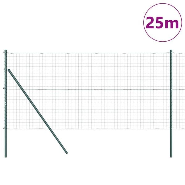 vidaXL Zaun mit Pfosten Gr&uuml;n 1,2 x 25 m Stahl und PVC