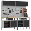 vidaXL Werkbank-Set 8 pcs Schwarz und Grau Pulverbeschichteter Stahl