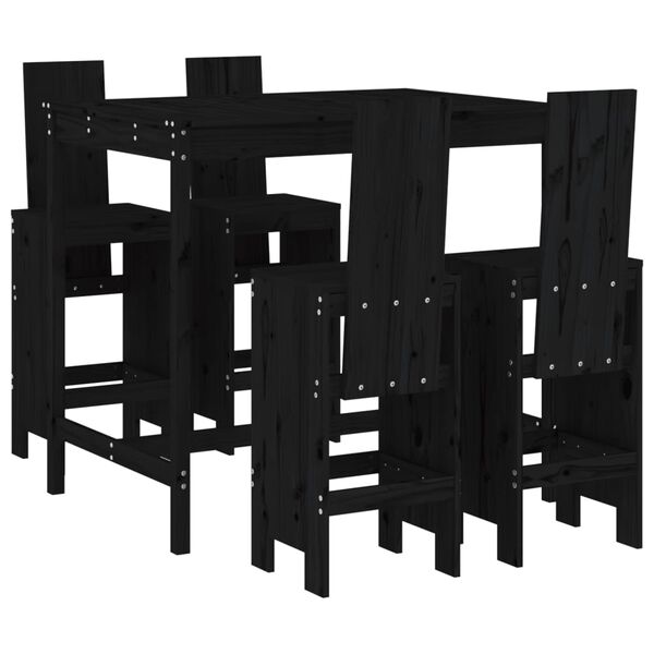 vidaXL 5-tlg. Gartenbar-Set Schwarz Massivholz Kiefer
