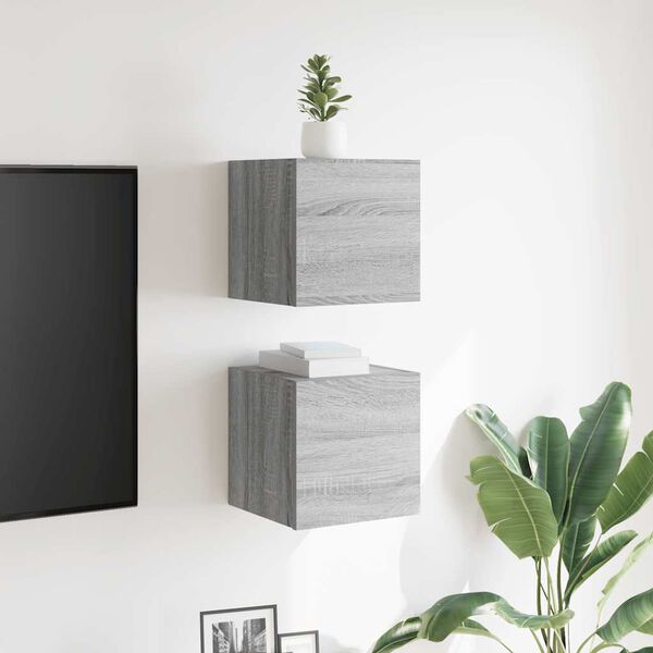 vidaXL TV-Wandschr&auml;nke 2 Stk. Grau Sonoma 30,5x30x30 cm