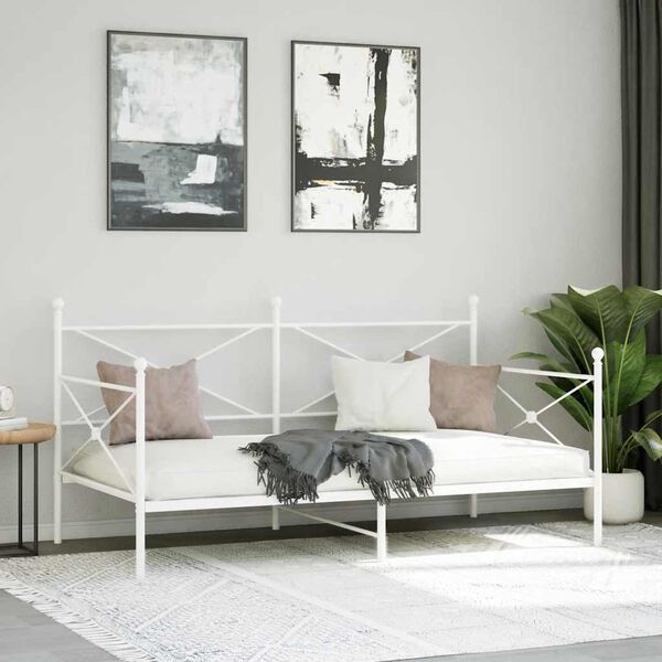 vidaXL Tagesbett ohne Matratze Wei&szlig; 100x190 cm Stahl