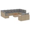 vidaXL 13-tlg. Garten-Sofagarnitur mit Kissen Beige Poly Rattan