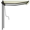 vidaXL Markise Manuell Einziehbar mit Pfosten 3x2,5 m Creme
