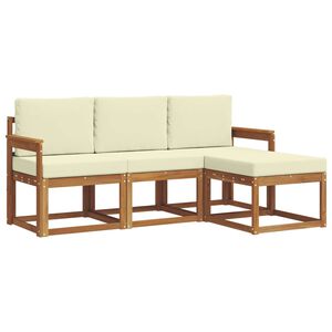 vidaXL Outdoor-Sofagarnitur 4 stk. Natur und Creme