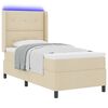 vidaXL LED Boxspringbett mit Matratze Creme 80 x 200 cm Stoff