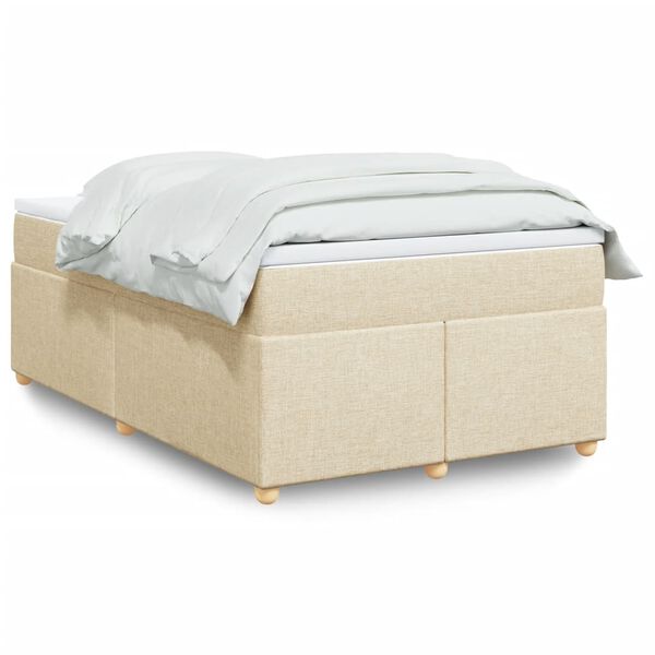 vidaXL Boxspringbett mit Matratze Creme 120x190 cm Stoff