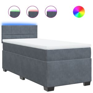 vidaXL Boxspringbett mit Matratze Dunkelgrau 90x190 cm Samt
