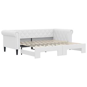 vidaXL Tagesbett Ausziehbar Wei&szlig; 90x200 cm Kunstleder