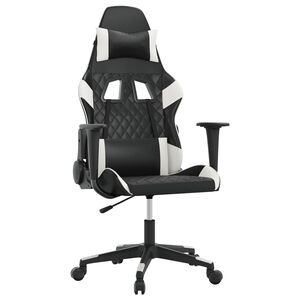 vidaXL Gaming-Stuhl mit Massagefunktion Schwarz und Wei&szlig; Kunstleder