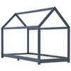 vidaXL Kinder-Bettgestell Grau Massivholz Kiefer 90 x 200 cm