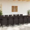 vidaXL Garten-Esszimmergarnitur mit Kissen mit Kissen 15 pcs Braun PP