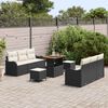 vidaXL Gartensofa-set mit Kissen 9 pcs Schwarz Poly-Rattan