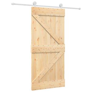 vidaXL Schiebet&uuml;r 95 x 210 cm Massivkiefer (Unbehandelt)