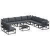 vidaXL Gartensofa-set 11 Stk. Schwarz Aluminium