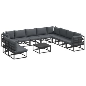 vidaXL Gartensofa-set 11 Stk. Schwarz Aluminium