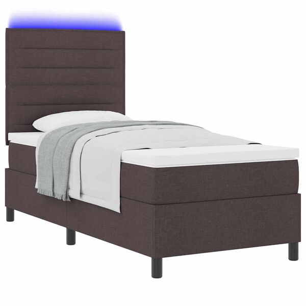 vidaXL Boxspringbett mit Matratze Dunkelbraun 100 x 200 cm Stoff