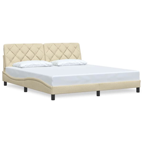 vidaXL Bettgestell ohne Matratze Creme 180x200 cm Stoff