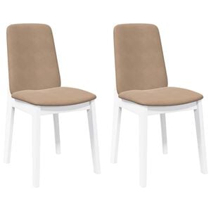 vidaXL Esszimmerst&uuml;hle mit Kissen 2 Stk. Wei&szlig; Massivholz Gummibaum