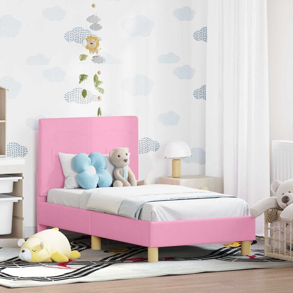 vidaXL Kinderbettgestell mit Kopfteil Rosa 70 x 140 cm Stoff