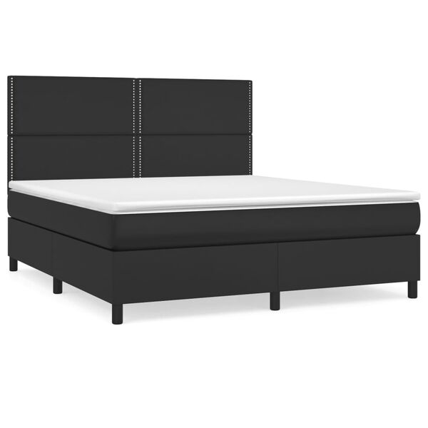 vidaXL Boxspringbett mit Matratze Schwarz 180x200 cm Kunstleder