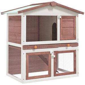 vidaXL Kaninchenstall 3 T&uuml;ren Braun Holz