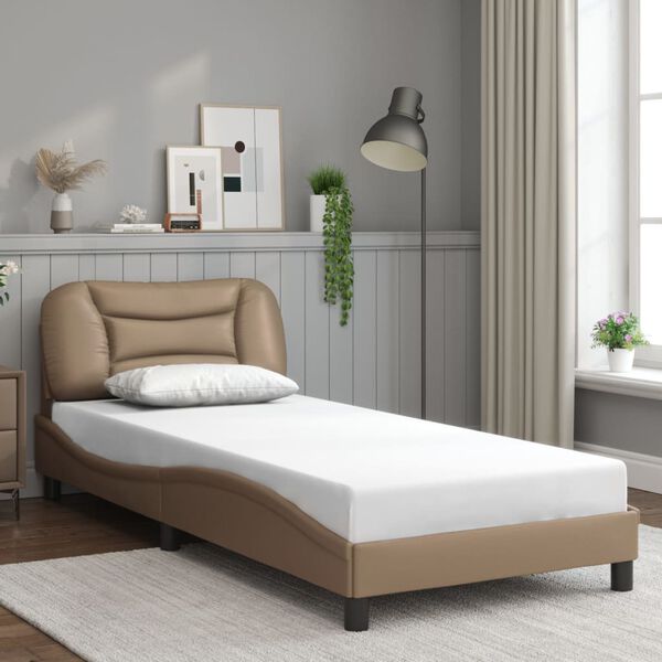 vidaXL Bettgestell mit LED ohne Matratze "Hvar" Cappuccino-Braun 90x190 cm