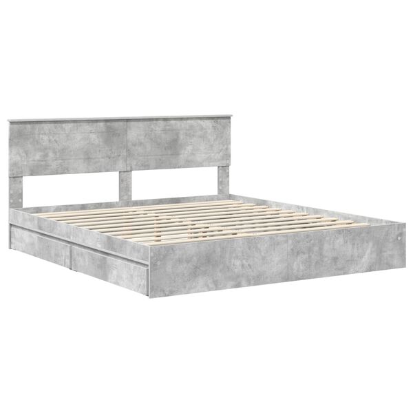 vidaXL Aufbewahrungsbett Beton Grau 180 x 200 cm Holzwerkstoff