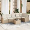 vidaXL Sofa Set mit Kissen 7 pcs Beige und Weiß Poly-Rattan