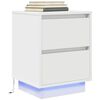 vidaXL Nachttische mit LED-Leuchten 2 Stk. Wei&szlig; 38x34x50 cm