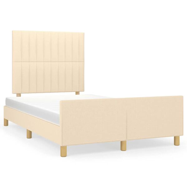 vidaXL Bettgestell ohne Matratze Creme 120x190 cm Stoff