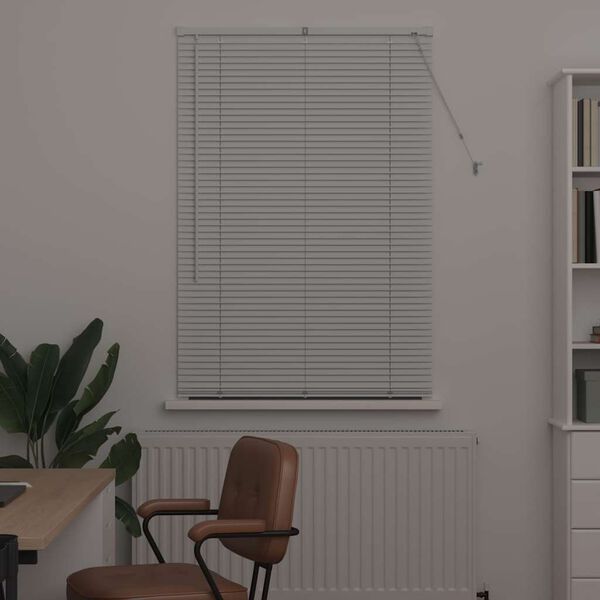 vidaXL Fensterjalousie mit Vorh&auml;ngen Wei&szlig; Aluminium