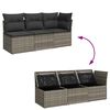 vidaXL Gartensofa mit Kissen 3-Sitzer Grau Poly Rattan