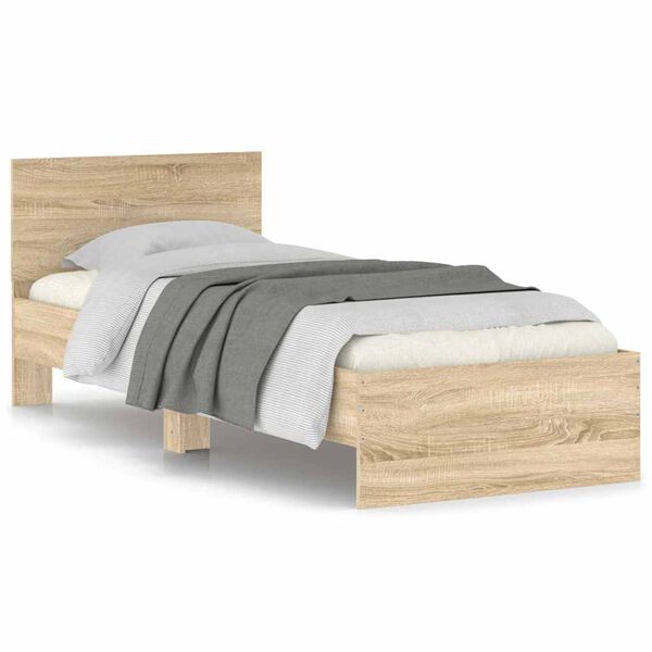 vidaXL Bettgestell ohne Matratze mit Kopfteil Sonoma-Eiche 90x190 cm