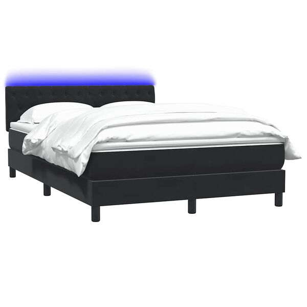 vidaXL Boxspringbett mit Matratze & LED Schwarz 140x220 cm Samt
