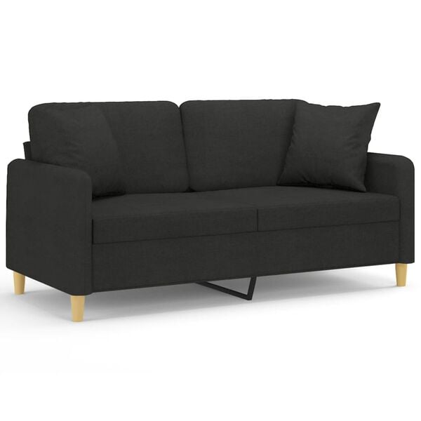 vidaXL 2-Sitzer-Sofa mit Zierkissen Schwarz 140 cm Stoff