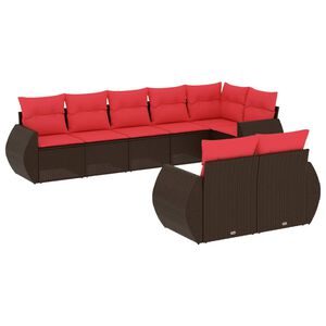 vidaXL 8-teiliges Gartensofa-Set mit Kissen, braun, Polyrattan