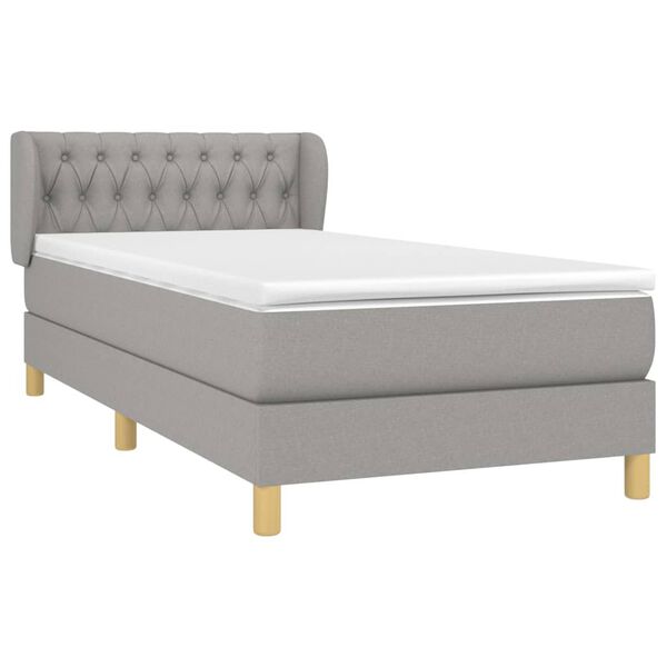 vidaXL Boxspringbett mit Matratze Hellgrau 90x190 cm Stoff
