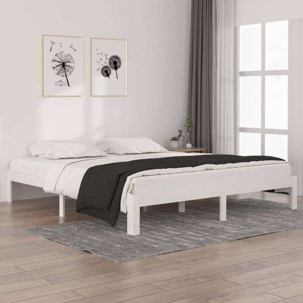 vidaXL Massivholzbett Wei&szlig; 180x200 cm