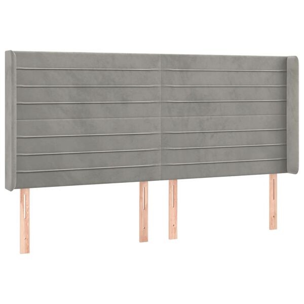 vidaXL LED Kopfteil Hellgrau 163x16x118/128 cm Samt