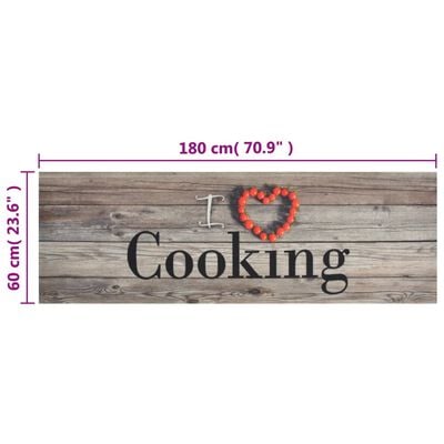 vidaXL Küchenteppich Waschbar Cooking Grau 60x180 cm Samt