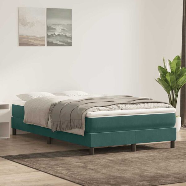 vidaXL Boxspringbett ohne Matratze Dunkelgrün 120x210 cm Samt