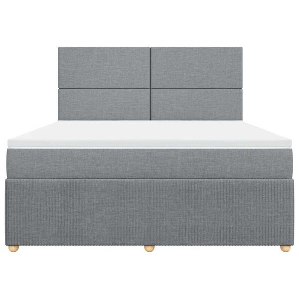 vidaXL Boxspringbett mit Matratze Hellgrau 180x200 cm Stoff