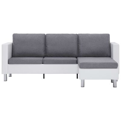 vidaXL 3-Sitzer-Sofa mit Kissen Weiß Kunstleder