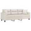vidaXL 3-Sitzer-Sofa mit Kissen Creme 180 cm Kunstleder