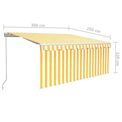vidaXL Markise Manuell Einziehbar mit Rollo 3x2,5 m Gelb und Weiß