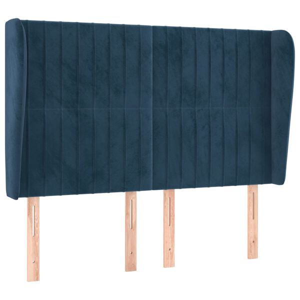 vidaXL Kopfteil mit Ohren Dunkelblau 147x23x118/128 cm Samt