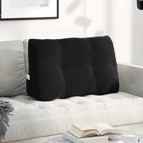 vidaXL R&uuml;cken Kissen Schwarz 80 x 24 x 50 cm Samt