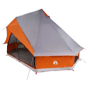 vidaXL Tipi Zelt 8 Personen Grau und Orange Taft