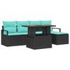 vidaXL Gartensofa-set 6 stk. Schwarz und T&uuml;rkis